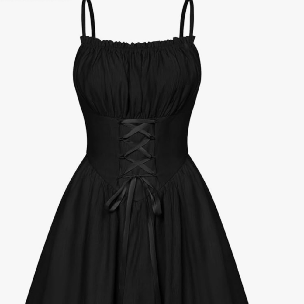 Scarlet Darkness Renaissance Dress Women Chiffon Spaghetti Strap Corset Dress - Picture 3 of 9